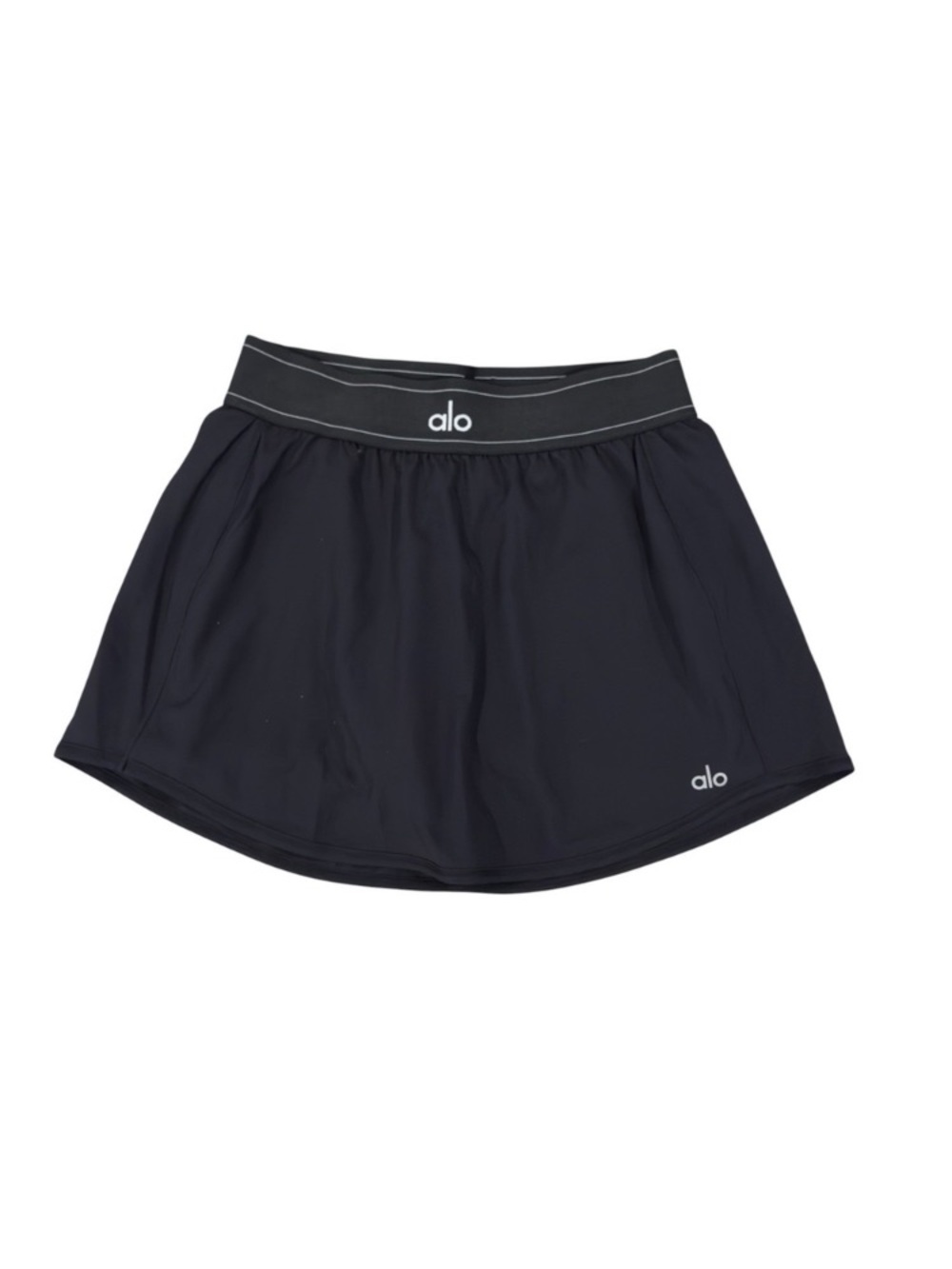 ALO Yoga Black Circle Skirt with Logo Waistband